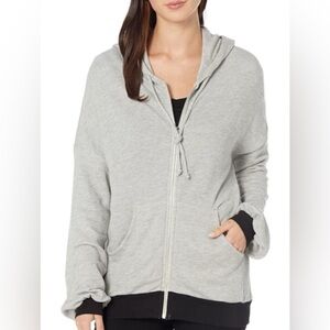 NWT Michael Lauren Everado Full Zip Hoodie in Heathered Beige and Black - Size M